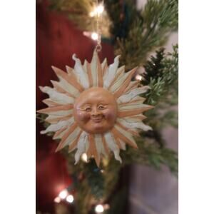 Set of 9 Kurt S. Adler Sunburst Sun Face Christmas Ornaments 4"